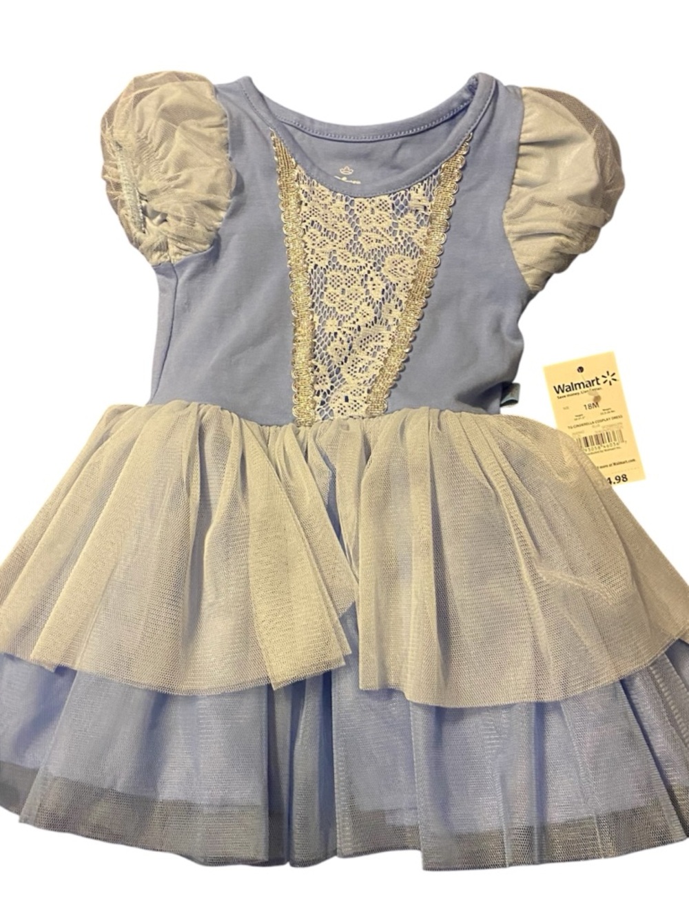 NWT - Girls Disney Cinderella Light Blue and Cream Princess Dress - 18 M (A5)